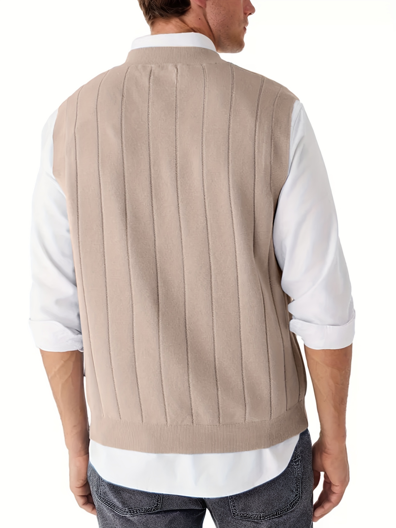 tooluck 100 cotton plus size mens stylish v neck   pullover sweater vest details 1