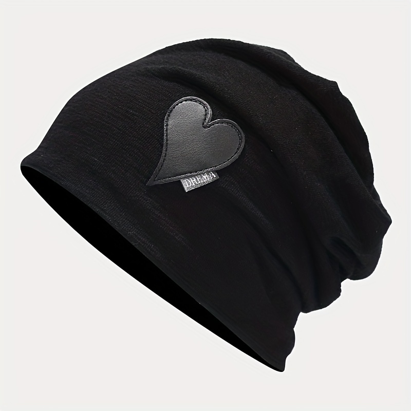 1pc heart beanie pullover caps for autumn winter mens hats details 2