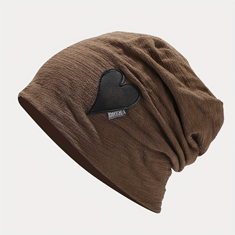 1pc heart beanie pullover caps for autumn winter mens hats details 3