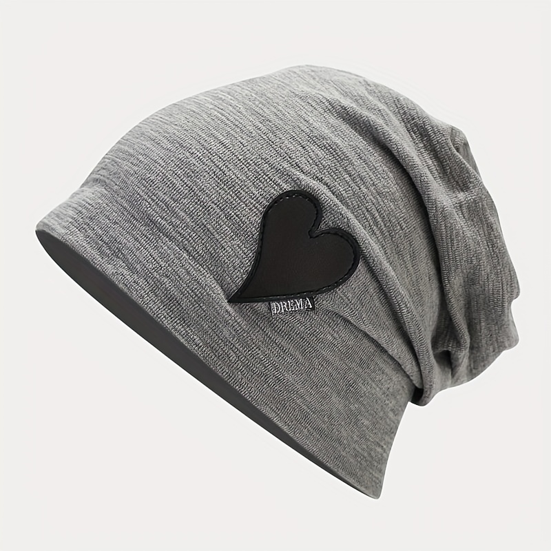 1pc heart beanie pullover caps for autumn winter mens hats details 4