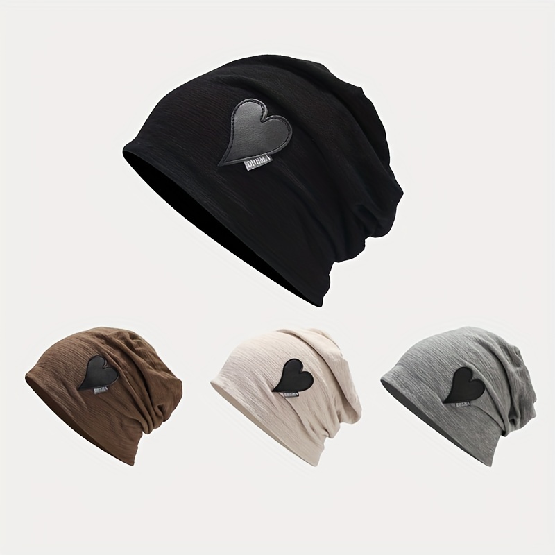 1pc heart beanie pullover caps for autumn winter mens hats details 5