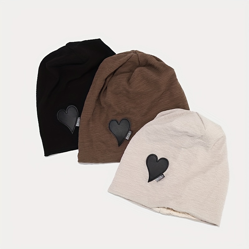 1pc heart beanie pullover caps for autumn winter mens hats details 6