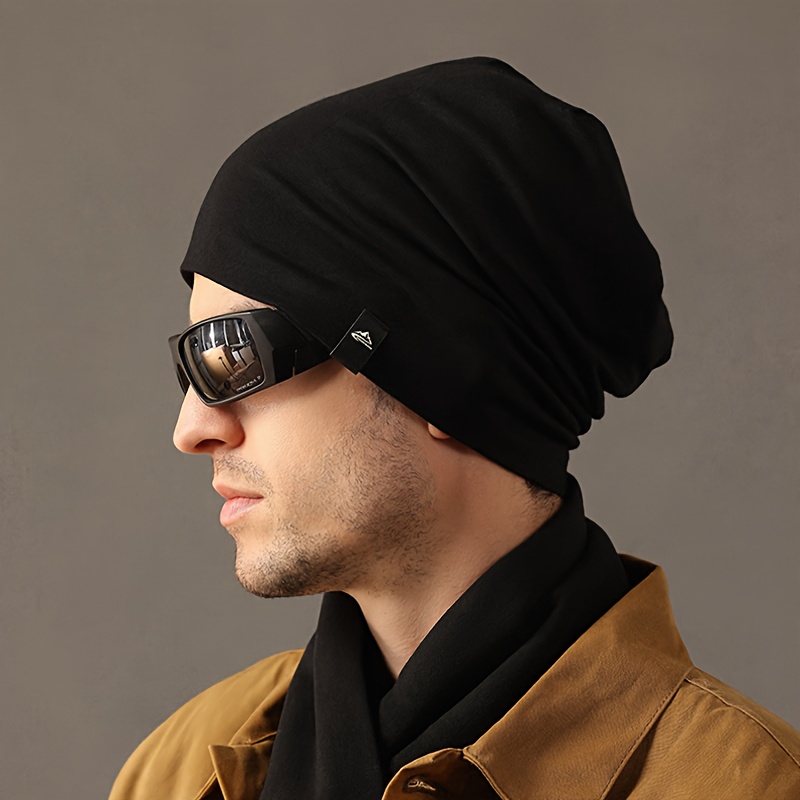 mens thin knitted beanie hat windproof plain color cap with cool hip hop style details 5