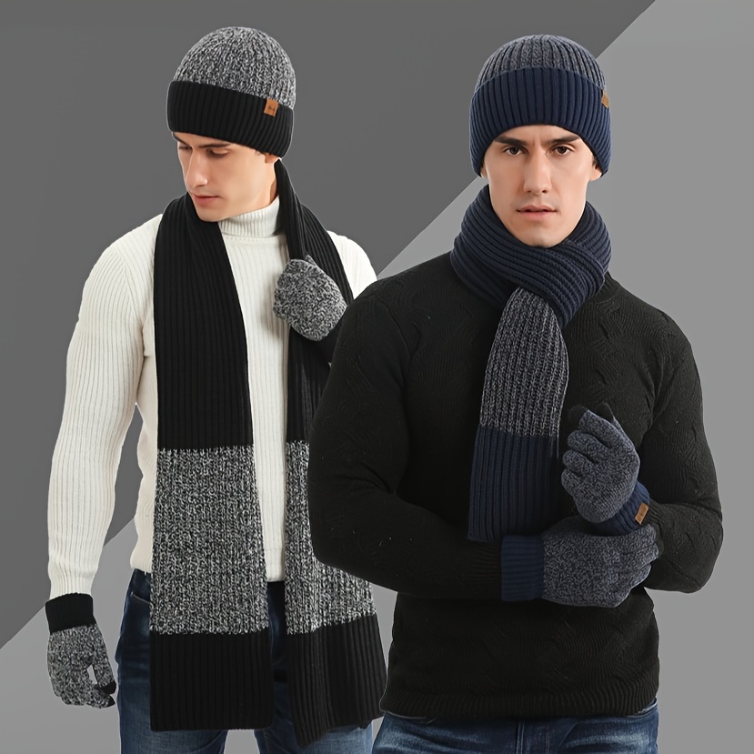 2pcs 1pair hat scarf gloves for men details 1