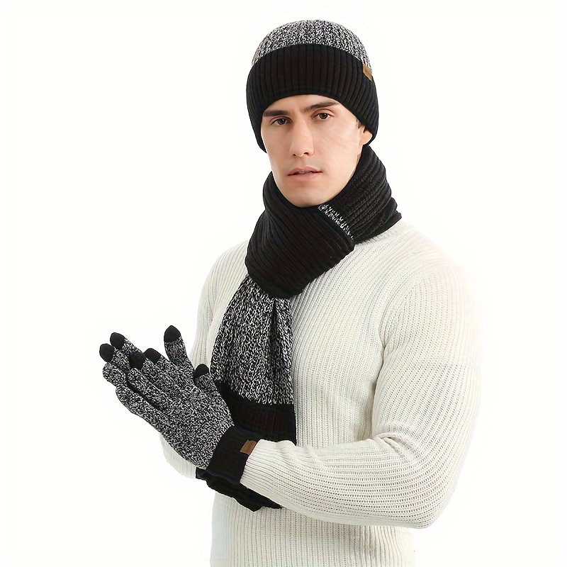 2pcs 1pair hat scarf gloves for men details 5