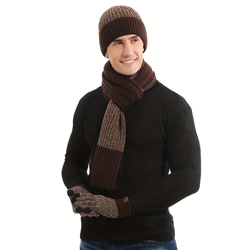 2pcs 1pair hat scarf gloves for men details 6