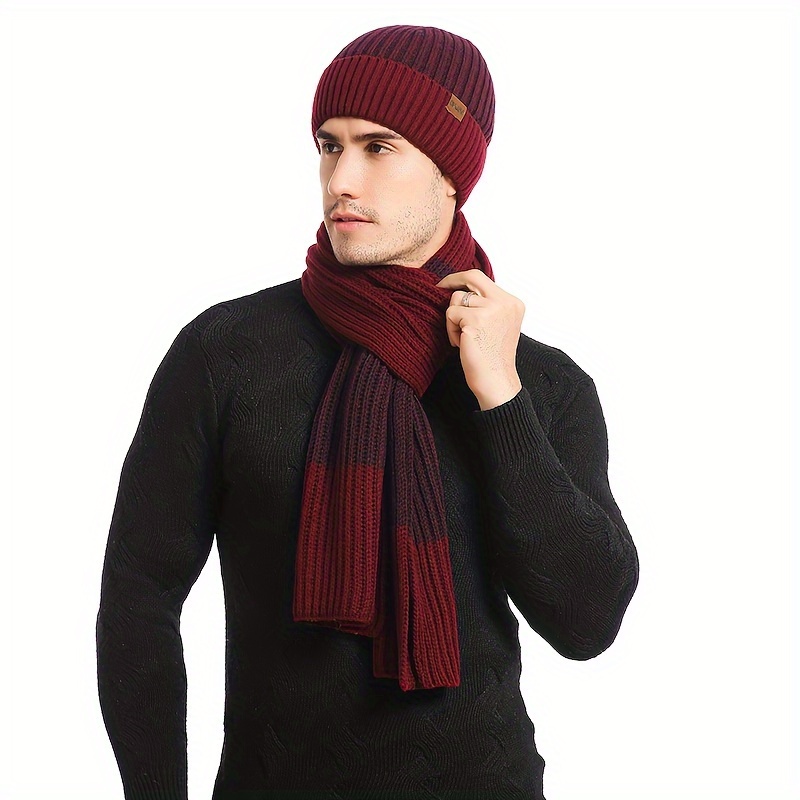 2pcs 1pair hat scarf gloves for men details 7