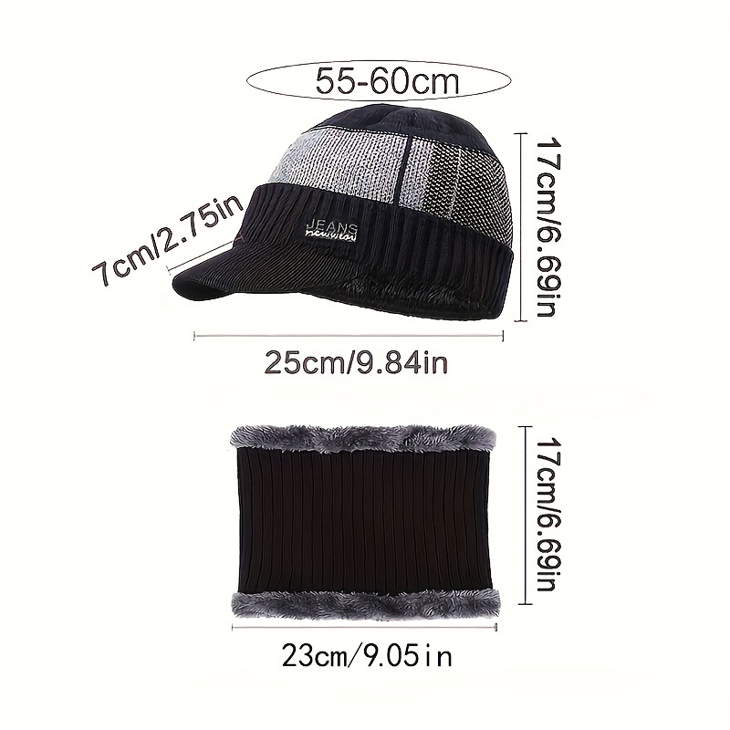 2pcs set outdoor windproof lightweight striped warm hat with velvet neck for outdoor sports skiing details 3