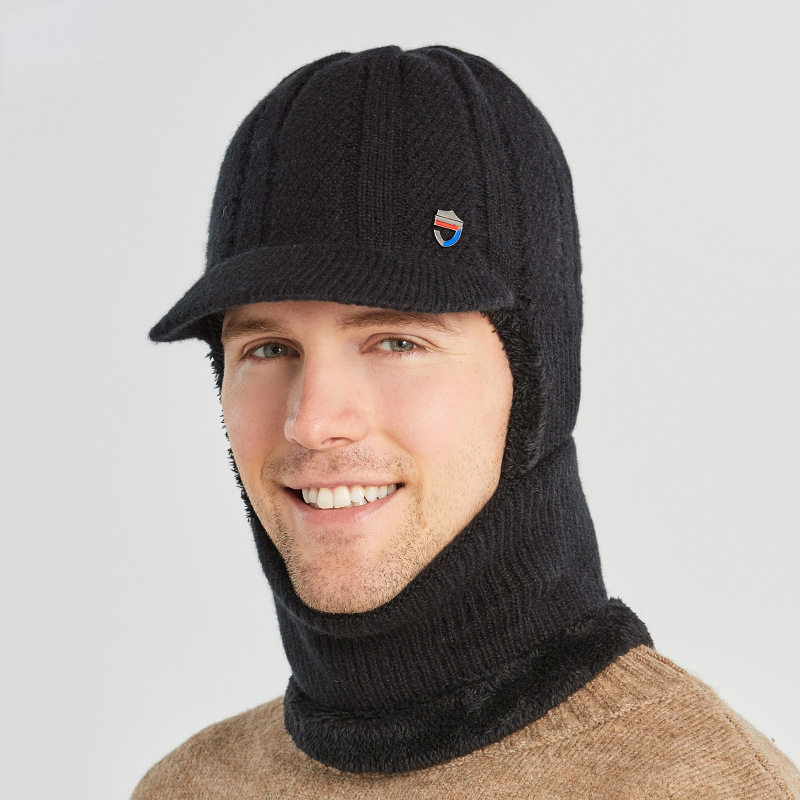 mens winter warm ear protection and windproof knitted hat details 3