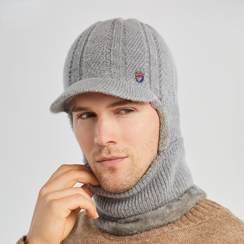 mens winter warm ear protection and windproof knitted hat details 4