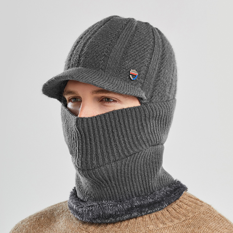 mens winter warm ear protection and windproof knitted hat details 6