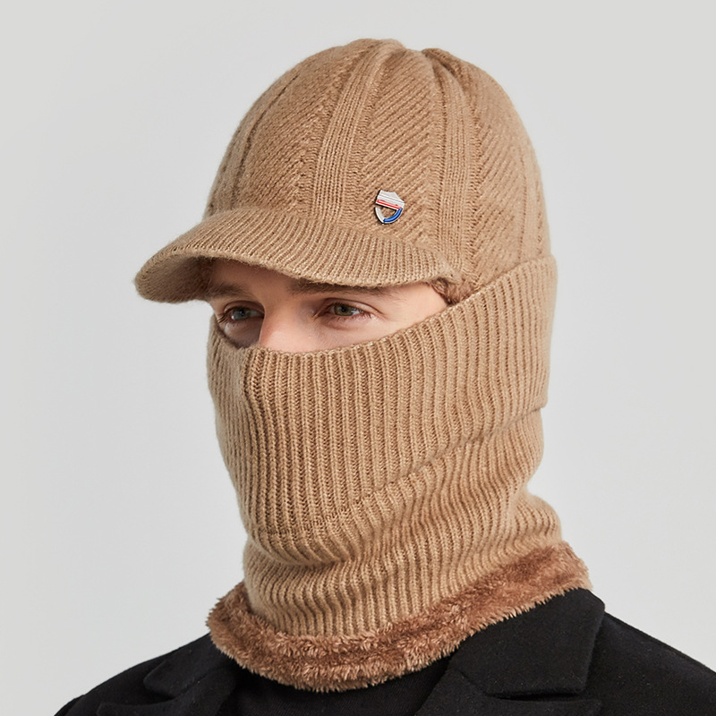 mens winter warm ear protection and windproof knitted hat details 7