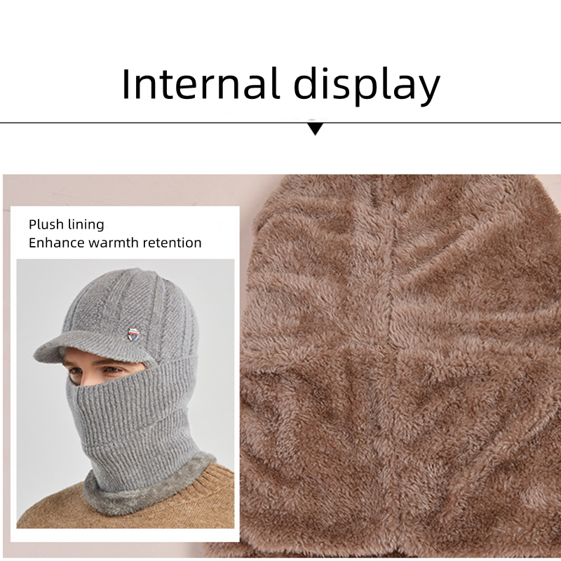 mens winter warm ear protection and windproof knitted hat details 9