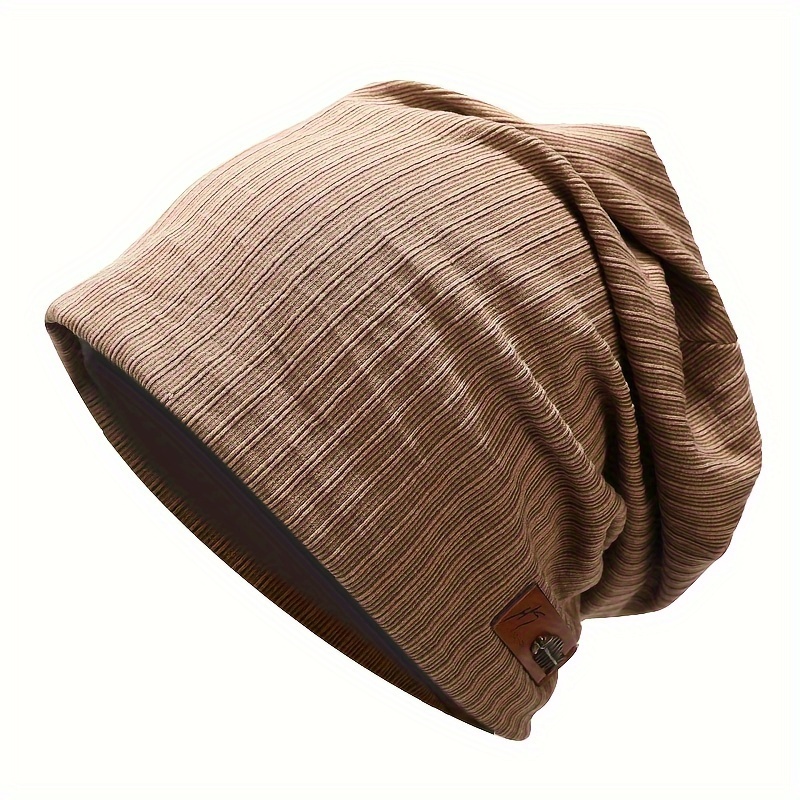 unisex fashion soft breathable beanie vintage style ribbed knit cap one size 9 8x10 6 inches for men and women details 1