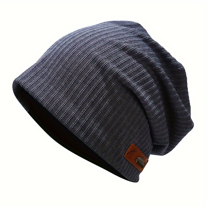 unisex fashion soft breathable beanie vintage style ribbed knit cap one size 9 8x10 6 inches for men and women details 3