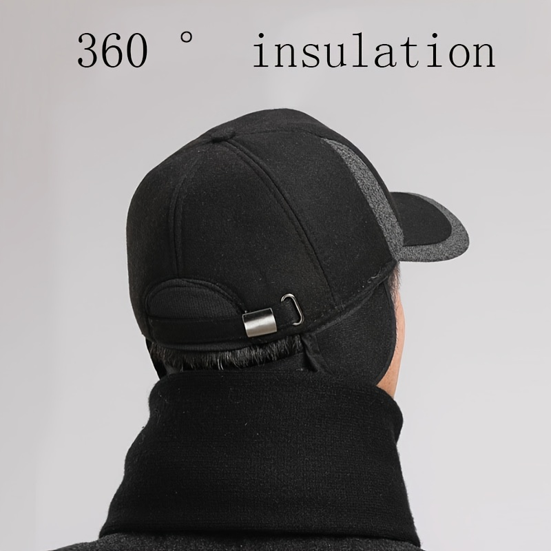 1pc mens blend thickened warm duckbill cap with ear protection for winter season details 2