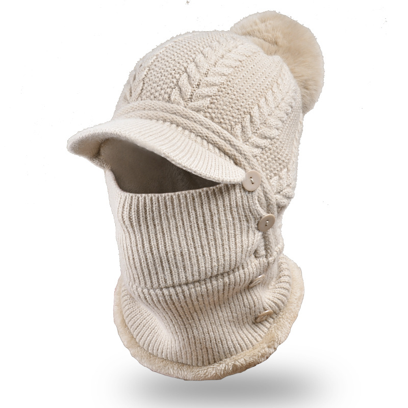 1pc winter womens knitted pullover hat with ear protection hat ideal choice for gifts details 0