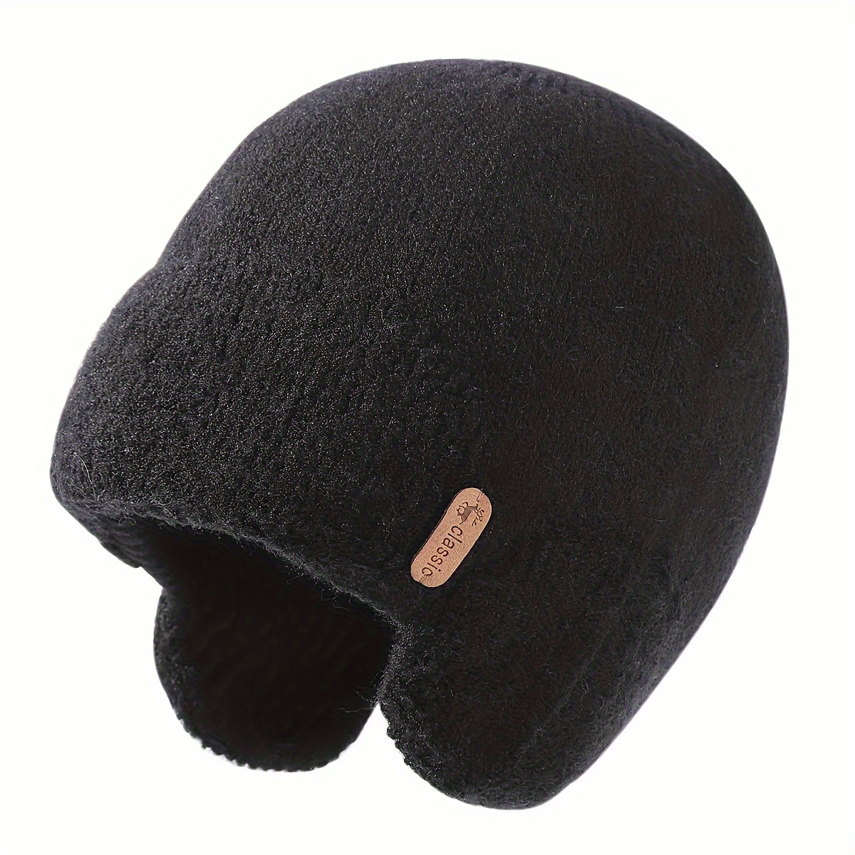 mens winter cycling beanie with ear flaps windproof warm knit hat face mask for outdoor adventures details 1