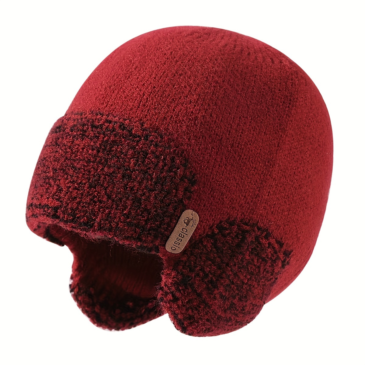 mens winter cycling beanie with ear flaps windproof warm knit hat face mask for outdoor adventures details 3