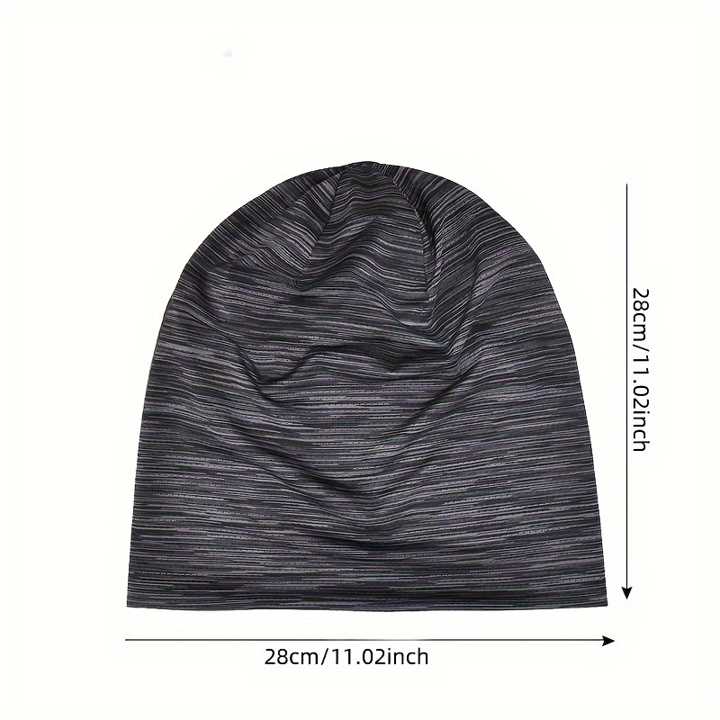 ice silky classic breathable beanie hat soft thin style summer bonnet hat for sports hippie punk retro striped skull cap ideal choice for gifts details 2